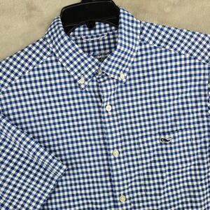 Vineyard Vines OTG Performance Blue Gingham Check Short Sleeve Shirt‎ Medium